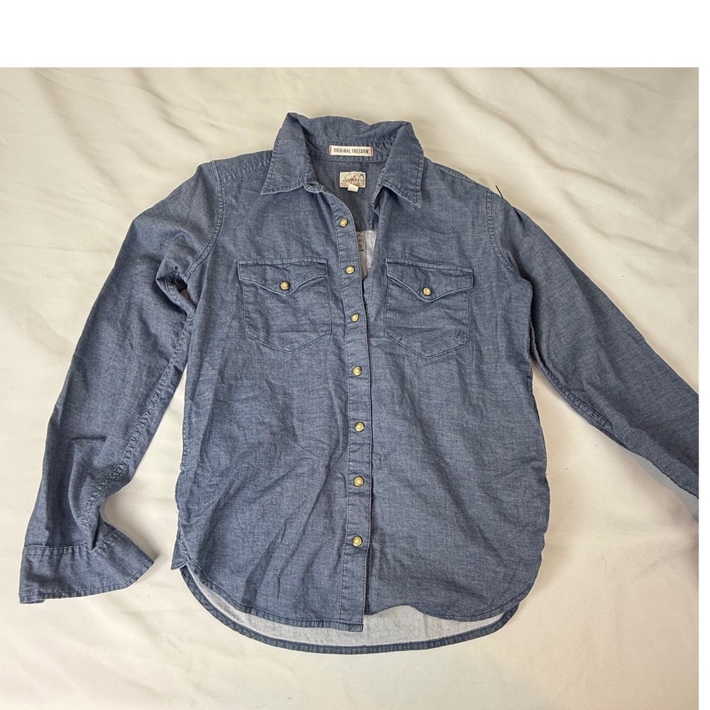 GRACCI Original Freedom Denim Western‎ Shirt Blue Long Sleeve Button Up Size S